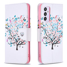 Funda de Cuero Cartera con Soporte Patron de Moda Carcasa B01F para Samsung Galaxy A24 4G Blanco