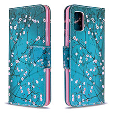 Funda de Cuero Cartera con Soporte Patron de Moda Carcasa B01F para Samsung Galaxy A31 Cian