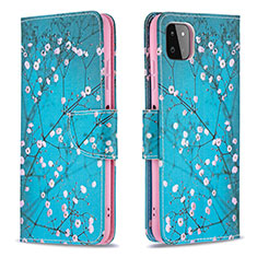 Funda de Cuero Cartera con Soporte Patron de Moda Carcasa B01F para Samsung Galaxy F42 5G Cian