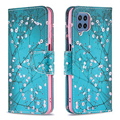 Funda de Cuero Cartera con Soporte Patron de Moda Carcasa B01F para Samsung Galaxy M32 4G Cian