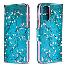 Funda de Cuero Cartera con Soporte Patron de Moda Carcasa B01F para Samsung Galaxy Note 20 5G Cian