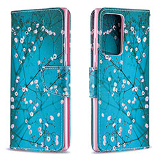 Funda de Cuero Cartera con Soporte Patron de Moda Carcasa B01F para Samsung Galaxy Note 20 Ultra 5G Cian