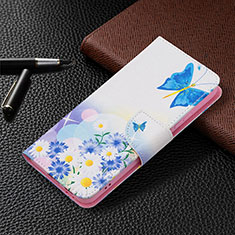 Funda de Cuero Cartera con Soporte Patron de Moda Carcasa B01F para Samsung Galaxy S24 5G Azul Cielo