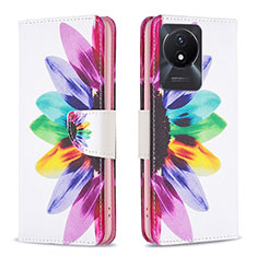 Funda de Cuero Cartera con Soporte Patron de Moda Carcasa B01F para Vivo Y02t Multicolor