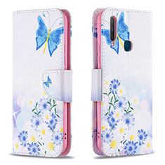 Funda de Cuero Cartera con Soporte Patron de Moda Carcasa B01F para Vivo Y11 Azul