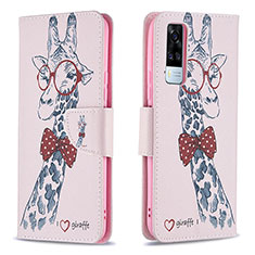 Funda de Cuero Cartera con Soporte Patron de Moda Carcasa B01F para Vivo Y51A Rosa