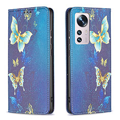 Funda de Cuero Cartera con Soporte Patron de Moda Carcasa B01F para Xiaomi Mi 12S 5G Azul