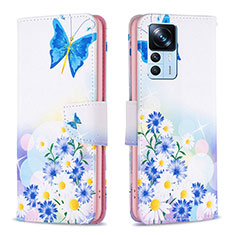 Funda de Cuero Cartera con Soporte Patron de Moda Carcasa B01F para Xiaomi Mi 12T 5G Azul