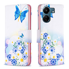 Funda de Cuero Cartera con Soporte Patron de Moda Carcasa B01F para Xiaomi Poco C65 Azul