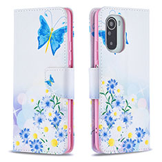 Funda de Cuero Cartera con Soporte Patron de Moda Carcasa B01F para Xiaomi Poco F3 5G Azul