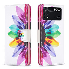 Funda de Cuero Cartera con Soporte Patron de Moda Carcasa B01F para Xiaomi Poco M4 Pro 4G Multicolor