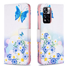 Funda de Cuero Cartera con Soporte Patron de Moda Carcasa B01F para Xiaomi Poco X4 NFC Azul