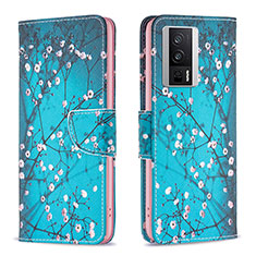 Funda de Cuero Cartera con Soporte Patron de Moda Carcasa B01F para Xiaomi Redmi K60 5G Cian