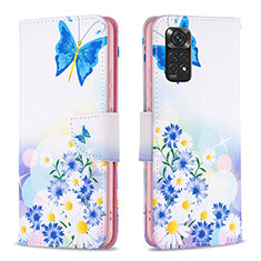 Funda de Cuero Cartera con Soporte Patron de Moda Carcasa B01F para Xiaomi Redmi Note 11 4G (2022) Azul