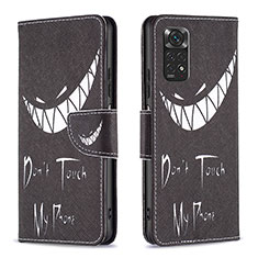 Funda de Cuero Cartera con Soporte Patron de Moda Carcasa B01F para Xiaomi Redmi Note 11 4G (2022) Negro