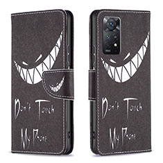 Funda de Cuero Cartera con Soporte Patron de Moda Carcasa B01F para Xiaomi Redmi Note 11 Pro 5G Negro