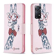 Funda de Cuero Cartera con Soporte Patron de Moda Carcasa B01F para Xiaomi Redmi Note 11 Pro 5G Rosa