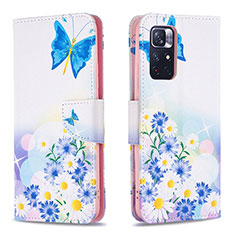 Funda de Cuero Cartera con Soporte Patron de Moda Carcasa B01F para Xiaomi Redmi Note 11S 5G Azul