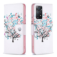 Funda de Cuero Cartera con Soporte Patron de Moda Carcasa B01F para Xiaomi Redmi Note 12 Pro 4G Blanco