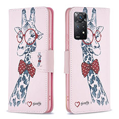 Funda de Cuero Cartera con Soporte Patron de Moda Carcasa B01F para Xiaomi Redmi Note 12 Pro 4G Rosa