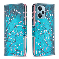 Funda de Cuero Cartera con Soporte Patron de Moda Carcasa B01F para Xiaomi Redmi Note 12 Turbo 5G Cian