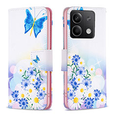 Funda de Cuero Cartera con Soporte Patron de Moda Carcasa B01F para Xiaomi Redmi Note 13 5G Azul