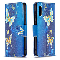 Funda de Cuero Cartera con Soporte Patron de Moda Carcasa B03F para Samsung Galaxy A02 Azul Cielo