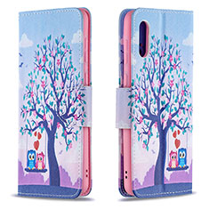 Funda de Cuero Cartera con Soporte Patron de Moda Carcasa B03F para Samsung Galaxy A02 Purpura Claro