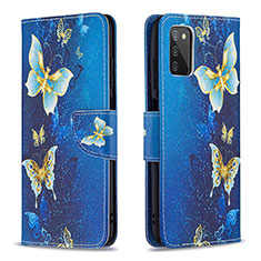 Funda de Cuero Cartera con Soporte Patron de Moda Carcasa B03F para Samsung Galaxy A03s Azul Cielo