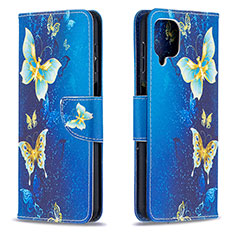 Funda de Cuero Cartera con Soporte Patron de Moda Carcasa B03F para Samsung Galaxy A12 5G Azul Cielo