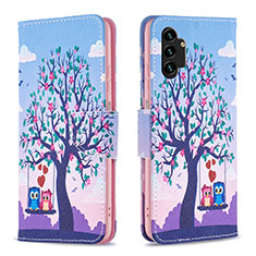 Funda de Cuero Cartera con Soporte Patron de Moda Carcasa B03F para Samsung Galaxy A13 4G Purpura Claro