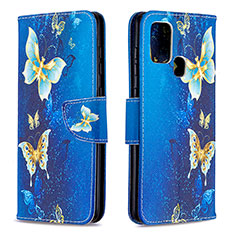 Funda de Cuero Cartera con Soporte Patron de Moda Carcasa B03F para Samsung Galaxy A21s Azul Cielo