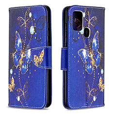 Funda de Cuero Cartera con Soporte Patron de Moda Carcasa B03F para Samsung Galaxy A21s Azul Real