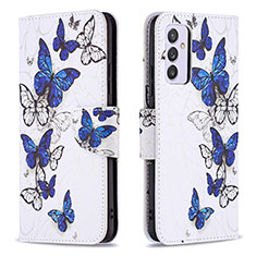 Funda de Cuero Cartera con Soporte Patron de Moda Carcasa B03F para Samsung Galaxy A24 4G Azul