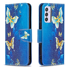 Funda de Cuero Cartera con Soporte Patron de Moda Carcasa B03F para Samsung Galaxy A24 4G Azul Cielo