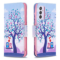 Funda de Cuero Cartera con Soporte Patron de Moda Carcasa B03F para Samsung Galaxy A24 4G Purpura Claro