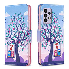 Funda de Cuero Cartera con Soporte Patron de Moda Carcasa B03F para Samsung Galaxy A33 5G Purpura Claro