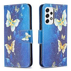 Funda de Cuero Cartera con Soporte Patron de Moda Carcasa B03F para Samsung Galaxy A53 5G Azul Cielo