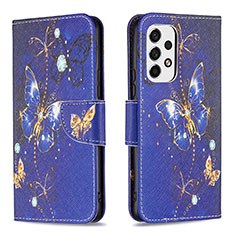 Funda de Cuero Cartera con Soporte Patron de Moda Carcasa B03F para Samsung Galaxy A53 5G Azul Real