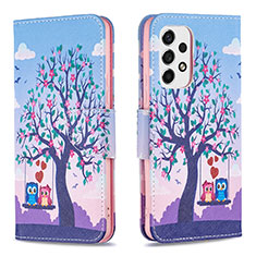 Funda de Cuero Cartera con Soporte Patron de Moda Carcasa B03F para Samsung Galaxy A53 5G Purpura Claro