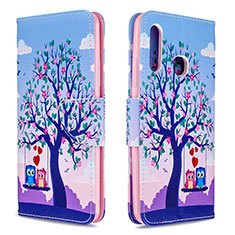 Funda de Cuero Cartera con Soporte Patron de Moda Carcasa B03F para Samsung Galaxy A70E Purpura Claro