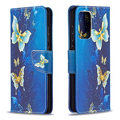 Funda de Cuero Cartera con Soporte Patron de Moda Carcasa B03F para Samsung Galaxy A72 4G Azul Cielo