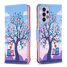 Funda de Cuero Cartera con Soporte Patron de Moda Carcasa B03F para Samsung Galaxy A73 5G Purpura Claro