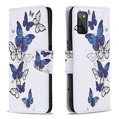 Funda de Cuero Cartera con Soporte Patron de Moda Carcasa B03F para Samsung Galaxy F02S SM-E025F Azul