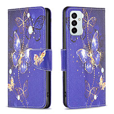 Funda de Cuero Cartera con Soporte Patron de Moda Carcasa B03F para Samsung Galaxy F23 5G Azul Real