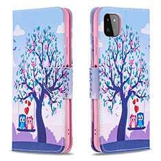 Funda de Cuero Cartera con Soporte Patron de Moda Carcasa B03F para Samsung Galaxy F42 5G Purpura Claro