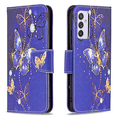 Funda de Cuero Cartera con Soporte Patron de Moda Carcasa B03F para Samsung Galaxy F54 5G Azul Real