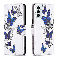 Funda de Cuero Cartera con Soporte Patron de Moda Carcasa B03F para Samsung Galaxy M23 5G Azul