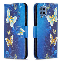 Funda de Cuero Cartera con Soporte Patron de Moda Carcasa B03F para Samsung Galaxy M32 4G Azul Cielo