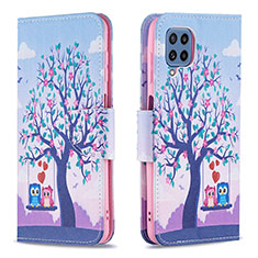 Funda de Cuero Cartera con Soporte Patron de Moda Carcasa B03F para Samsung Galaxy M32 4G Purpura Claro